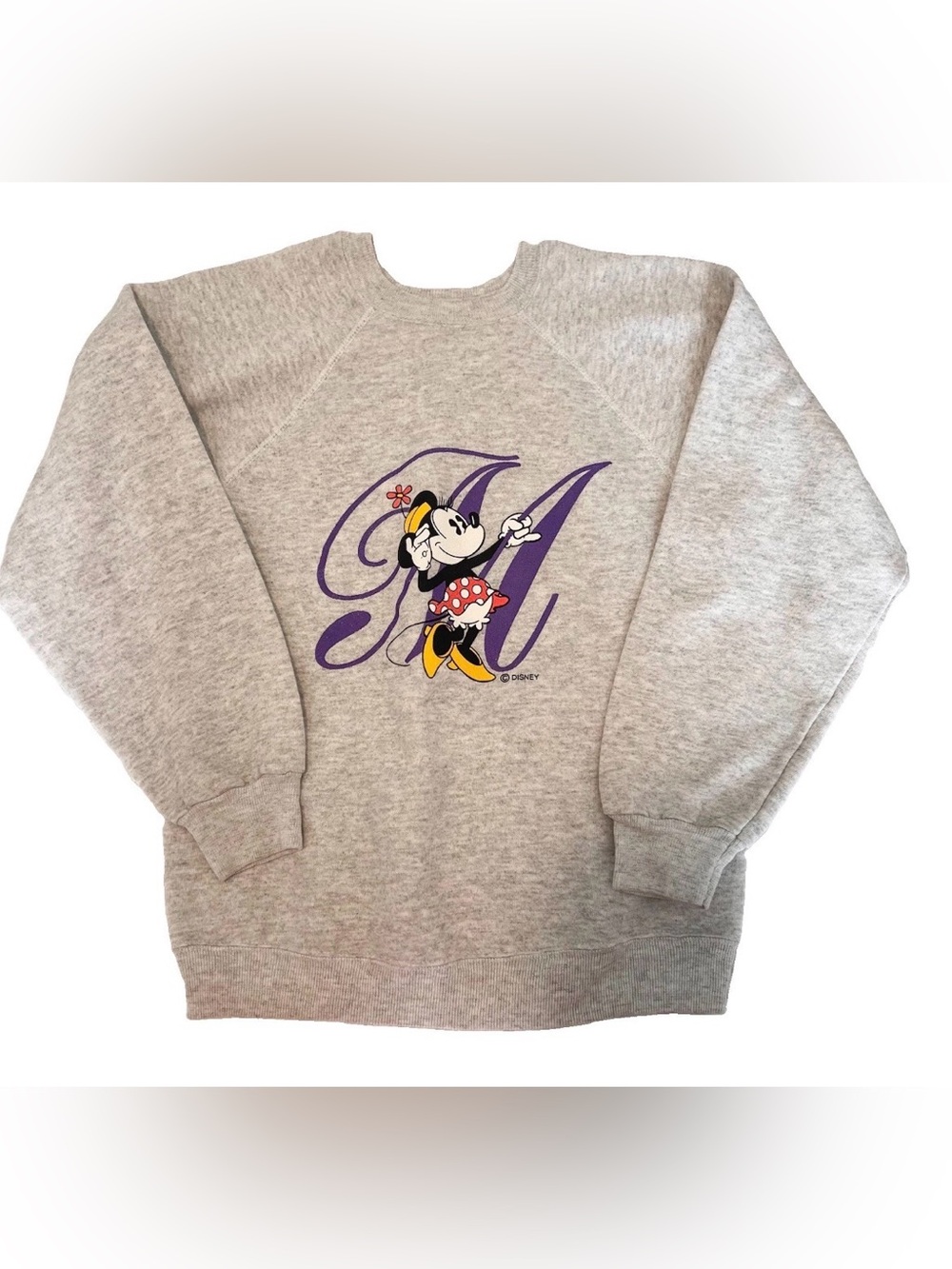 VTG Disney Minnie Mouse Crewneck Sweatshirt Gray Youth Medium